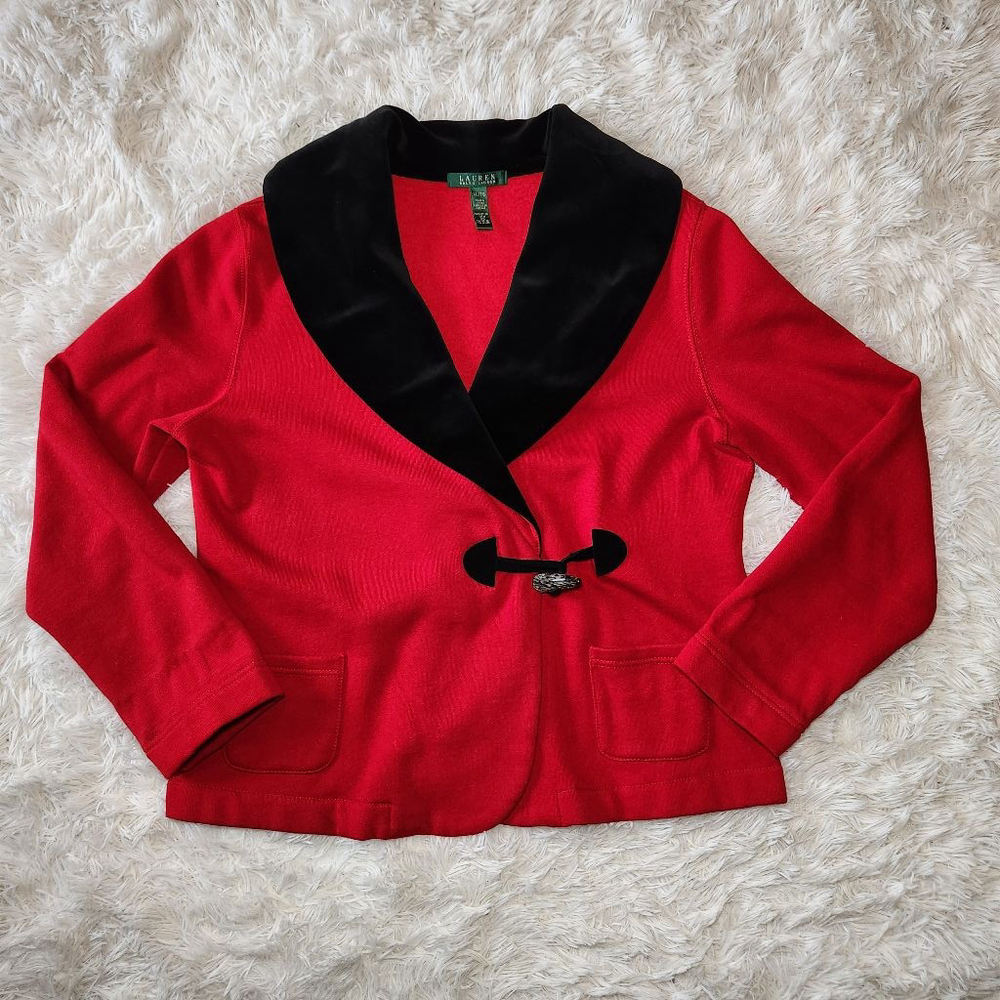 Lauren Ralph Lauren Toggle Blazer W Velvet Collar - Picture 3 of 9
